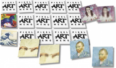 Игра меморија Piatnik Pixel Art Memo, класична уметност, за деца и возрасни, шарена