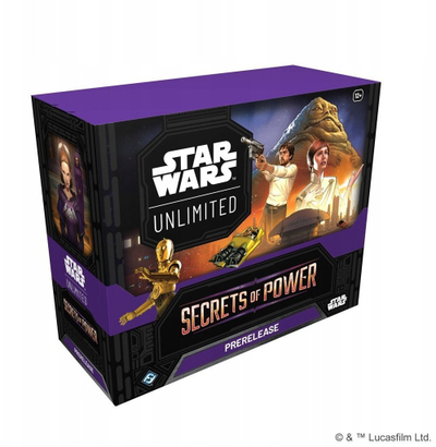 Кутија игра со карти Asmodee Војна на ѕвездите Неограничено Тајни на моќта Пререлиз, 6 booster пакувања, промотивни ексклузивни карти, многубојна
