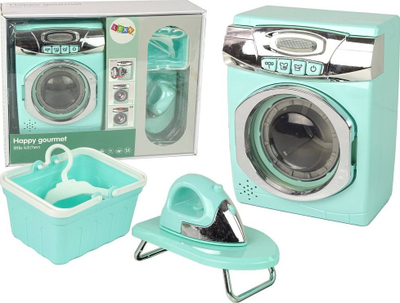 Set lodrash Leantoys Happy Gourmet, makinë larëse dhe hekur, me varëse, ngjyrë mint