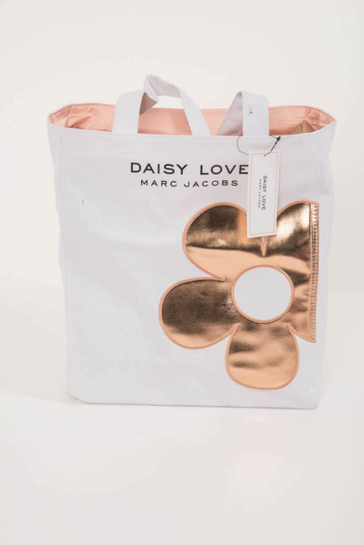 Женска чанта Marc Jacobs Daisy Love, платно, 16 x 15 x 4cm, бела со златна