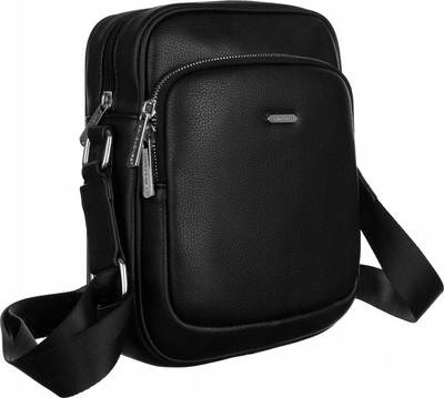 Çantë shpatulle David Jones Messenger, lëkurë ekologjike, për burra, e zezë