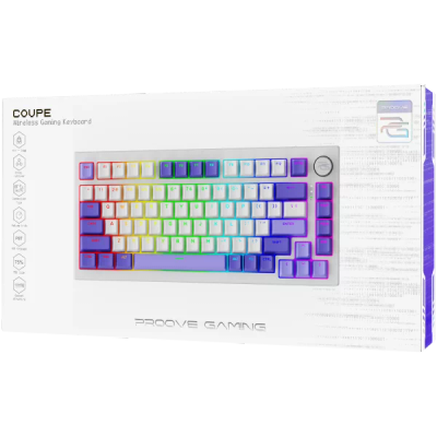 Tastierë gaming PROOVE Coupe, mekanike, wireless Bluetooth 5.3 2.4GHz, me ndriçim RGB, e bardhë