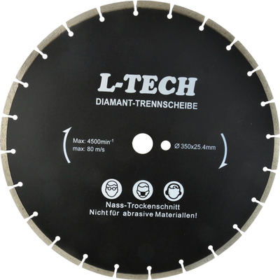 Дијамантски диск Geko L-TECH G00228, 350mm, сегментиран, црн