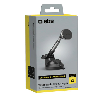 Mbajtës telefoni për makinë Sbs Telescopic, magnetik, me vakum, i zi