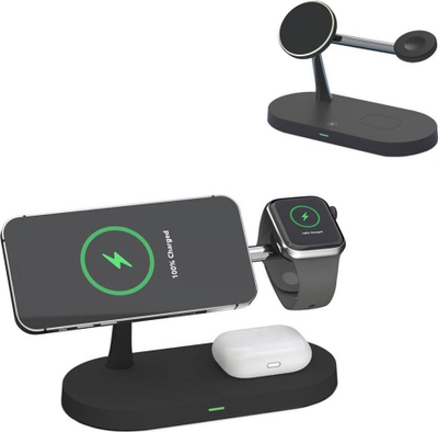 Karikues wireless 3 në 1 T268, Qi, 15W, i zi