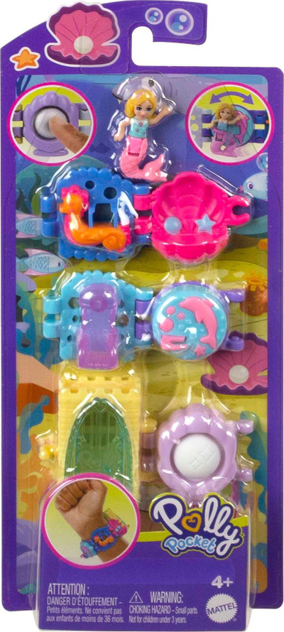 Lodër Polly Pocket Bracelet Treasures, set me 6 copë, byzylykë interaktivë, shumëngjyrësh