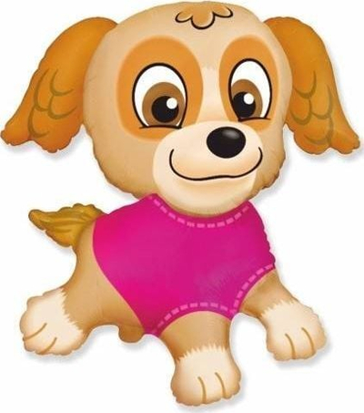 Balon Flexmetal Jumbo Puppy Dog, formë qenushi, me bluzë rozë