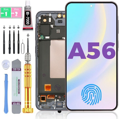 Ekran zëvendësues Zila REWA për Samsung A56 5G, OLED, me kornizë, i zi