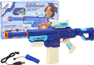 Pushkë me uj Leantoys M416, me karikim, bidon 500 ml, blu