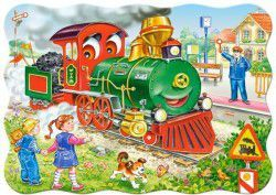 Puzzle Castorland Green Locomotive (246995), 30 elemente, shumëngjyrëshe