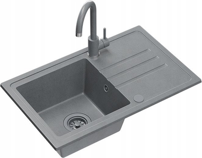 Set lavamani QUADRON BEN 111 me rubinet KATE, granit, 70x44x17.5 cm, gri