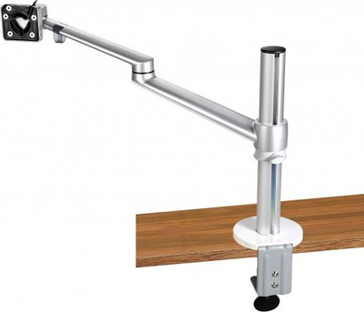 Крака за монитор Spire Arm Basic, 27", монтажа на маса, сребрено-бел