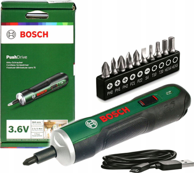 Kaçavidë elektrike Bosch PushDrive 06039C6002, 3.6V Li-ion, e vogël e dorës