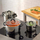 Set tenxheresh MG Home Black Black Inox, 8 pjesë, inoks, i argjendtë me të zezë
