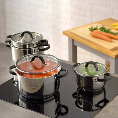 Set tenxheresh MG Home Black Black Inox, 8 pjesë, inoks, i argjendtë me të zezë