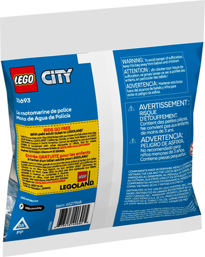 Set LEGO City 30693 Police Jet Ski, 29 pjesë, 5+ vjeç, shumëngjyrësh