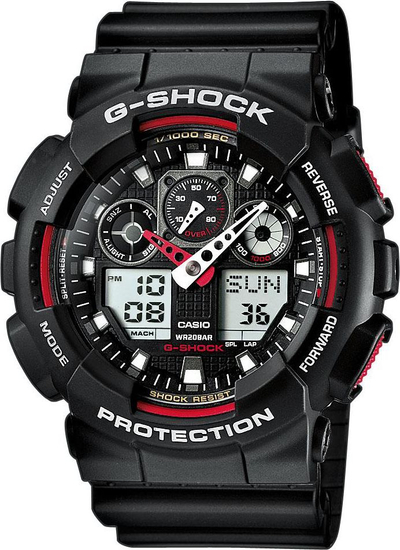 Orë burrash Casio G-Shock GA-100-1A4ER, 51mm, quartz, e zezë