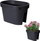 Vazo ballkoni Prosperplast Rail Flower Pot, 90% material i riciklum, e zezë