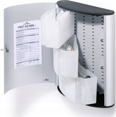 Kuti ndihme e parë Durable First Aid Box L, set DIN 13157, portokalli