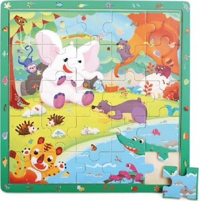 Puzzle druri Playme Jungle, 25 copa, lojë kërkimi figurash, shumëngjyrësh
