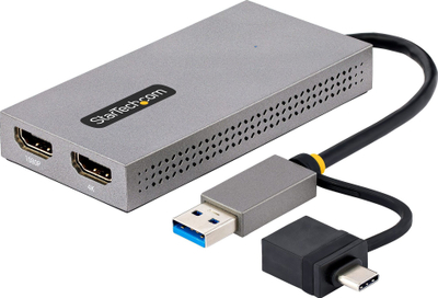 Adapter USB në Dual HDMI StarTech.com, USB A/C në 2x HDMI, 4K 30Hz dhe 1080p, i zi