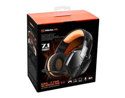 Kufje REAL-EL GDX-7700 SURROUND 7.1, me kabllo, të zeza