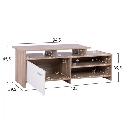 Komodë për TV Scott 123×39,5×35,5-45,5 cm (HM8766.01), bardhë