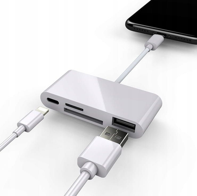Adapter Lexues karte Zenwire Memory Card Reader, Lightning, SD Micro SD USB 256GB, i bardhë