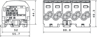 Bllok shpërndarës Simet SCB 25-5X, përçues Al Cu, SIMBLOCK, gri