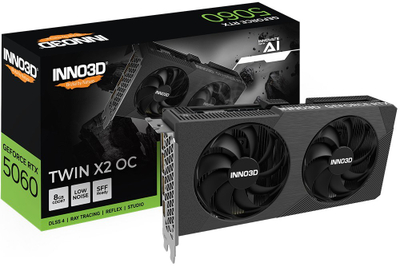 Kartë grafike Inno3D GeForce RTX 5060 Twin X2 OC, 8GB, 128 bit, e zezë