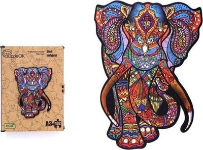 Puzzle druri PuzzleOK Indian Elephant, 132 copë, formë A3, shumëngjyrësh