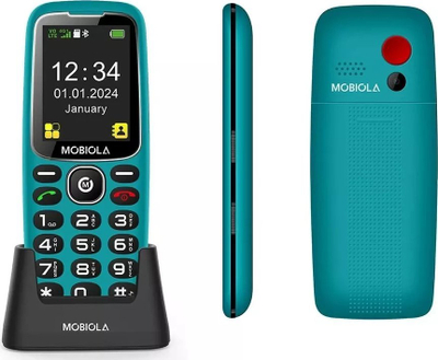 Telefoni për të moshuar Mobiola MB4120 4G, ekrani i madh, butona të mëdhenj, ngjyrë turkeze