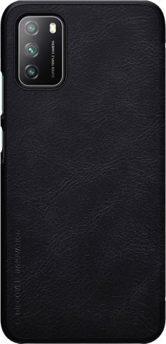 Kuti telefoni Nillkin prej lëkure për Xiaomi Poco M3, book case, lëkurë eko, e zezë