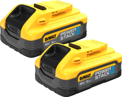 Set bateri Dewalt Powerstack DCBP518H2, 18V, 5Ah, i verdhë