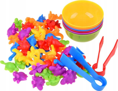 Set lodrash edukative ZA4358 Dinosaur Figures, numra dhe ngjyra, shumëngjyrësh