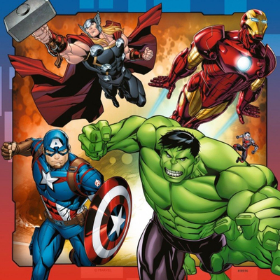 Puzzle Ravensburger Avengers, set 3x49 pjesë, 21 x 21 cm, shumëngjyrësh