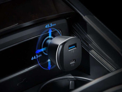 Karikues për veturë Spigen, USB + USB-C PC1800 QC 3.0 PD 30W, i zi