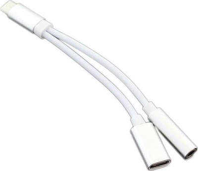 Adapter USB-C në USB-C edhe 3.5 mm, për audio edhe karikim, i bardhë