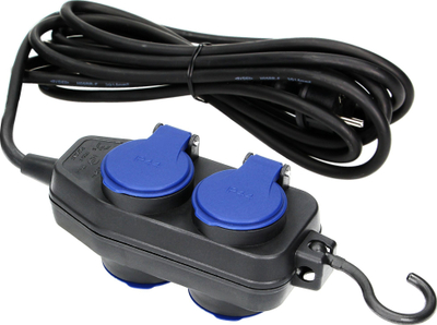 Zgjatues elektrik 4 porta, heavy duty, IP44, H05RR F 3x1.5mm², 5m, i zi
