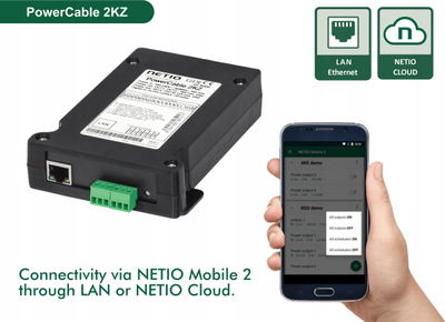 Prizë inteligjente NETIO PDU PowerCable 2KZ, 2x 230V, LAN, e zezë