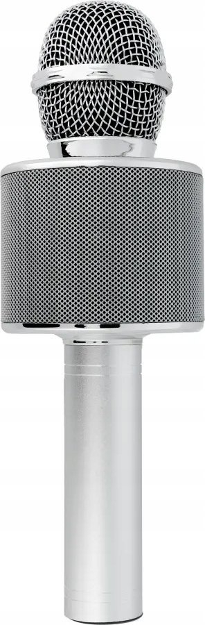 Mikrofon karaoke Partner CR58S me Bluetooth e altoparlant, ngjyrë argjend