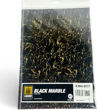 Fletë mermeri dekorativ Ammo Mig Jimenez Marble Black Smooth, set me 2 copa, i zi me shkëlqim