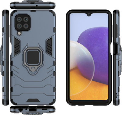 Kapak mbrojtës Hurtel Ring Armor për Samsung Galaxy A22 4G, me unazë magnetike, blu