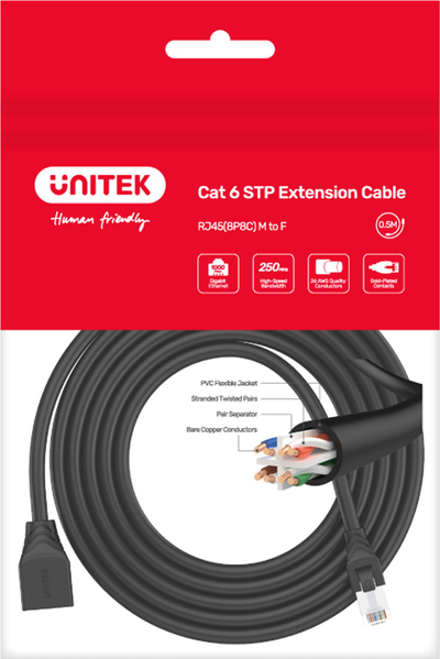 Kabllo rrjeti Unitek C1896BK, RJ45 Cat 6 STP, 5m, e zezë