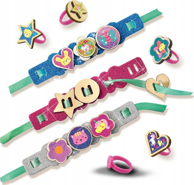 Set krijimi SES Creative Easy Rings and Glitter Bracelets, byzylykë dhe unaza, për kalamaj