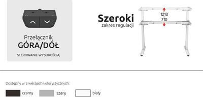 Kornizë elektrike tavoline Spacetronik SPE-114NG, lartësi 71-121 cm, mban deri 100 kg, gri