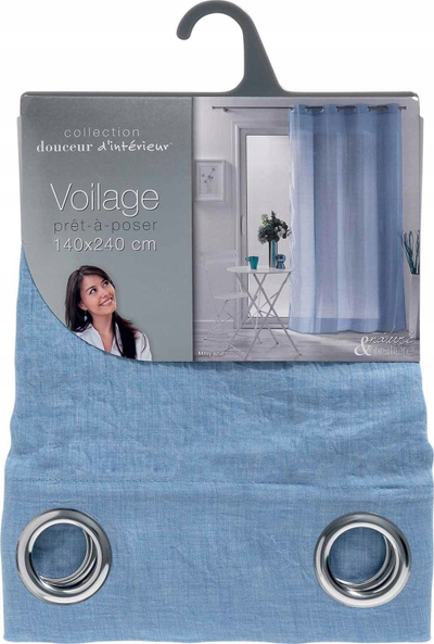 Perde Douceur d’Intérieur Mitsy Azure, 140 x 240 cm, blu e çelët