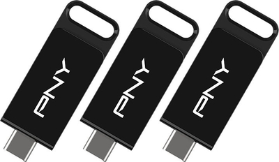 USB memorie PNY Elite 3 Pack, 128GB, USB 3.2 Type C, e zezë