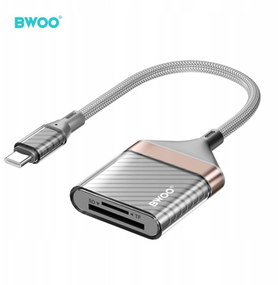 Lexues kartash Bwoo BZ64, USB-C në SD TF, 480 Mbps, gri