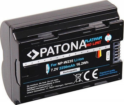 Bateri për kamerë Patona Platinum NP-W235, 2250mAh, 7.2V, e zezë